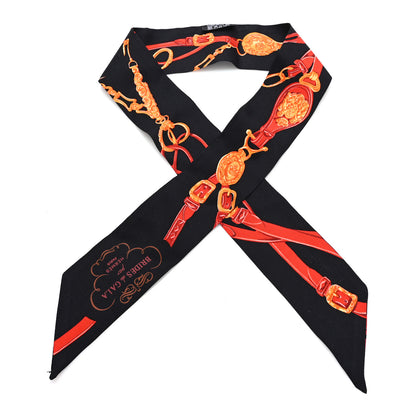 Hermes Silk Brides De Gala Twilly Noir Rouge Orange Vif 1 of 3