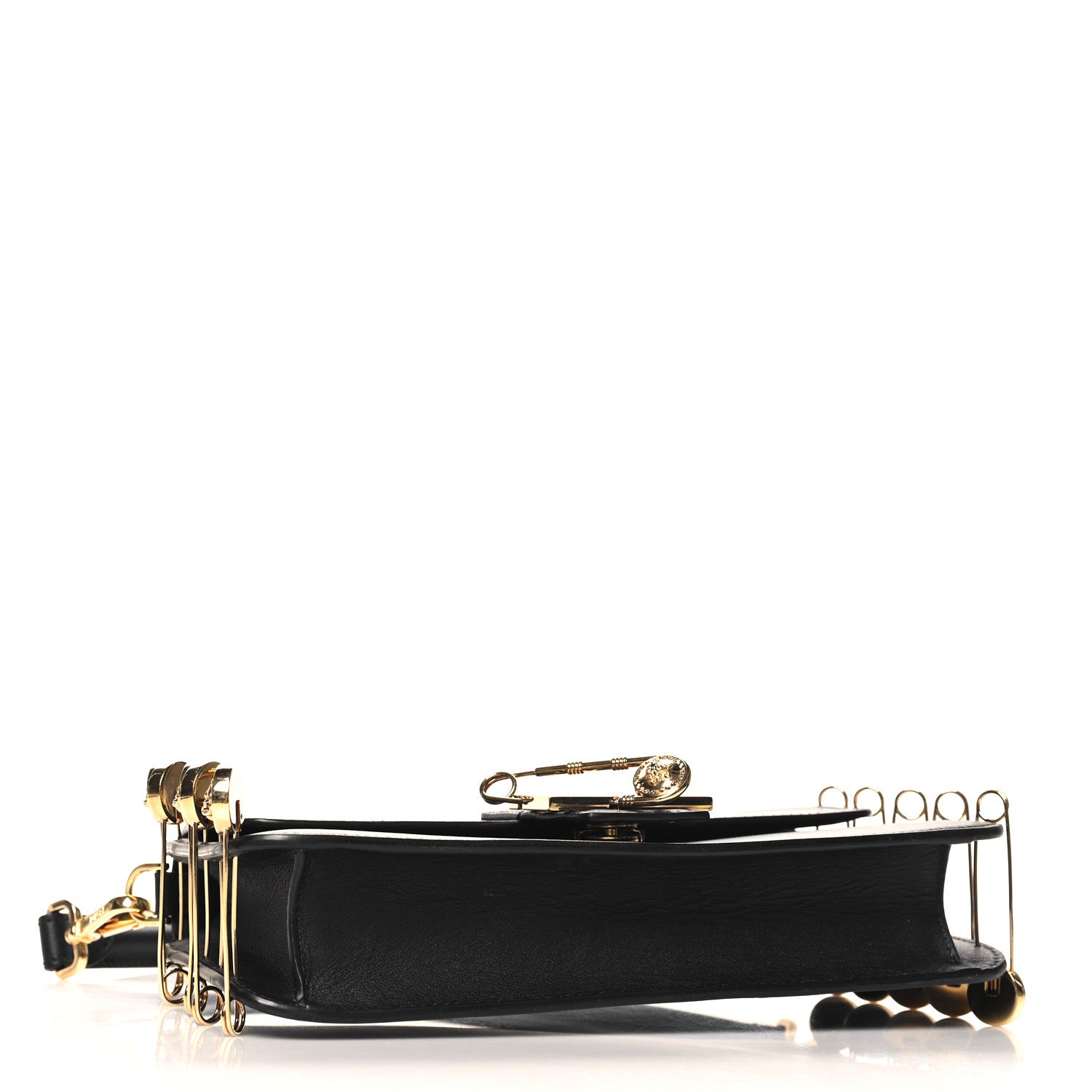 Fendi X VERSACE Vitello Seta Fendace Brooch Baguette Black 1625908