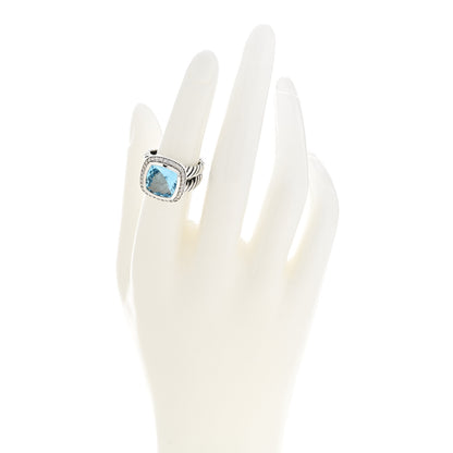 David Yurman Sterling Silver Diamond Blue Topaz 11mm Albion Ring 52 6 2 of 5