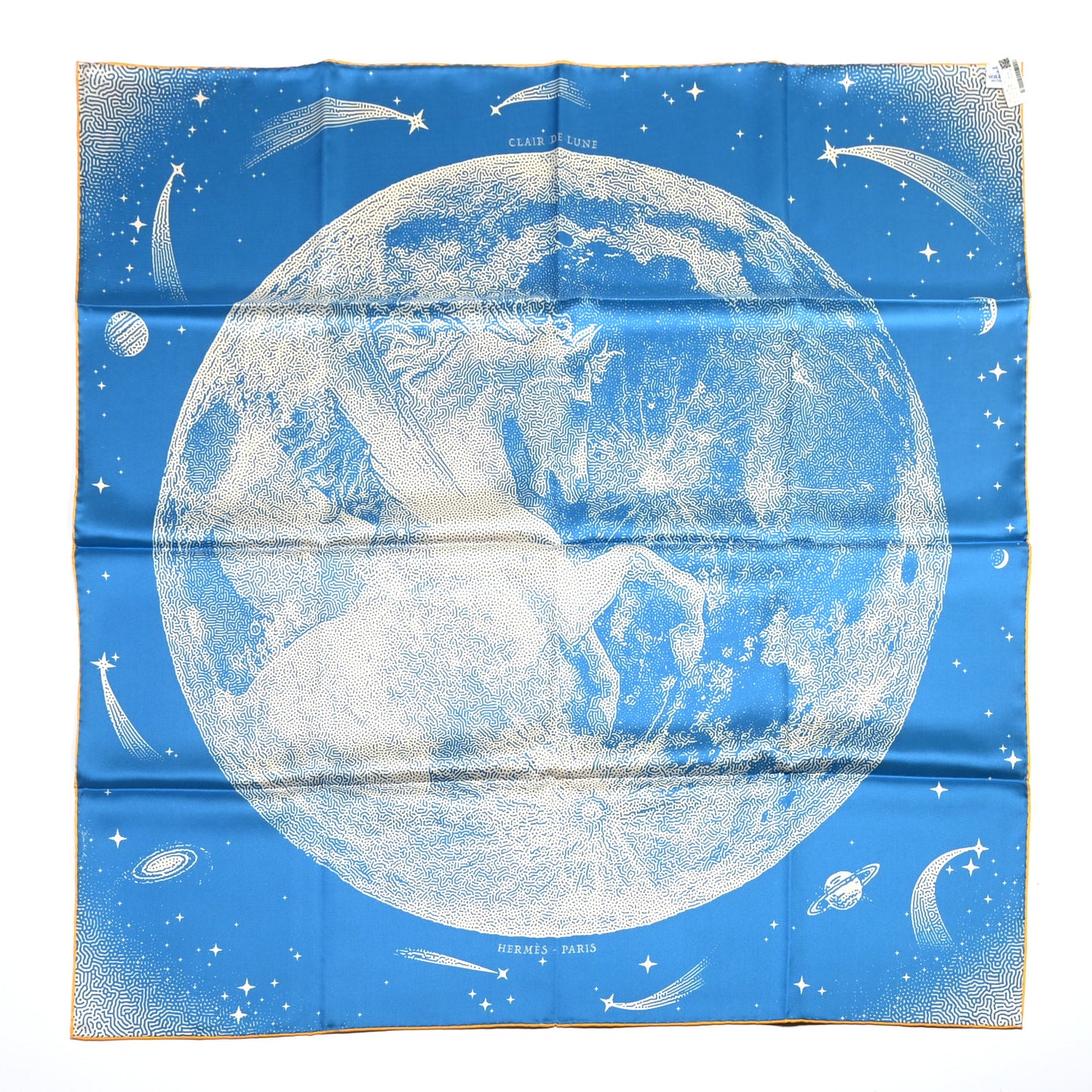 Silk Clair De Lune Double Face Scarf 90 Black Jaune D'Or Bleu