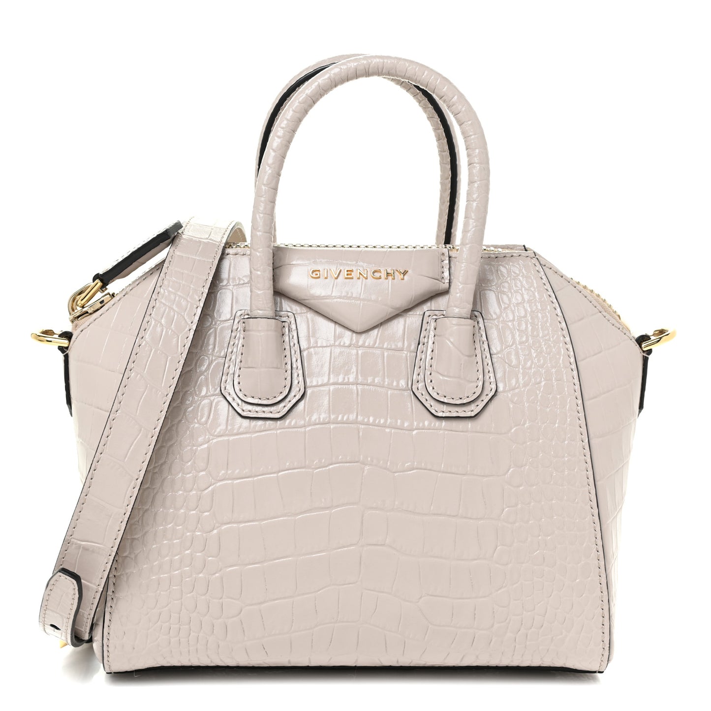 Calfskin Crocodile Embossed Mini Antigona Dune
