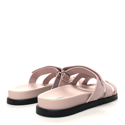 Hermes Suede Goatskin Womens Chypre Sandals 41 Rose Porcelaine 4 of 8