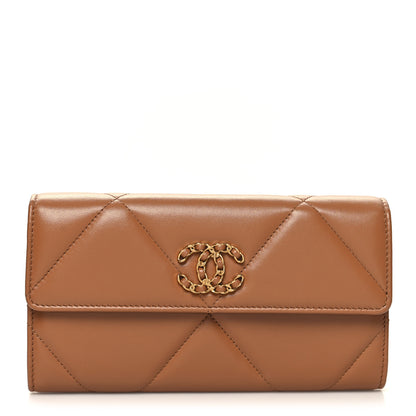 Chanel Lambskin Quilted Chanel 19 Flap Wallet Brown 1 of 9