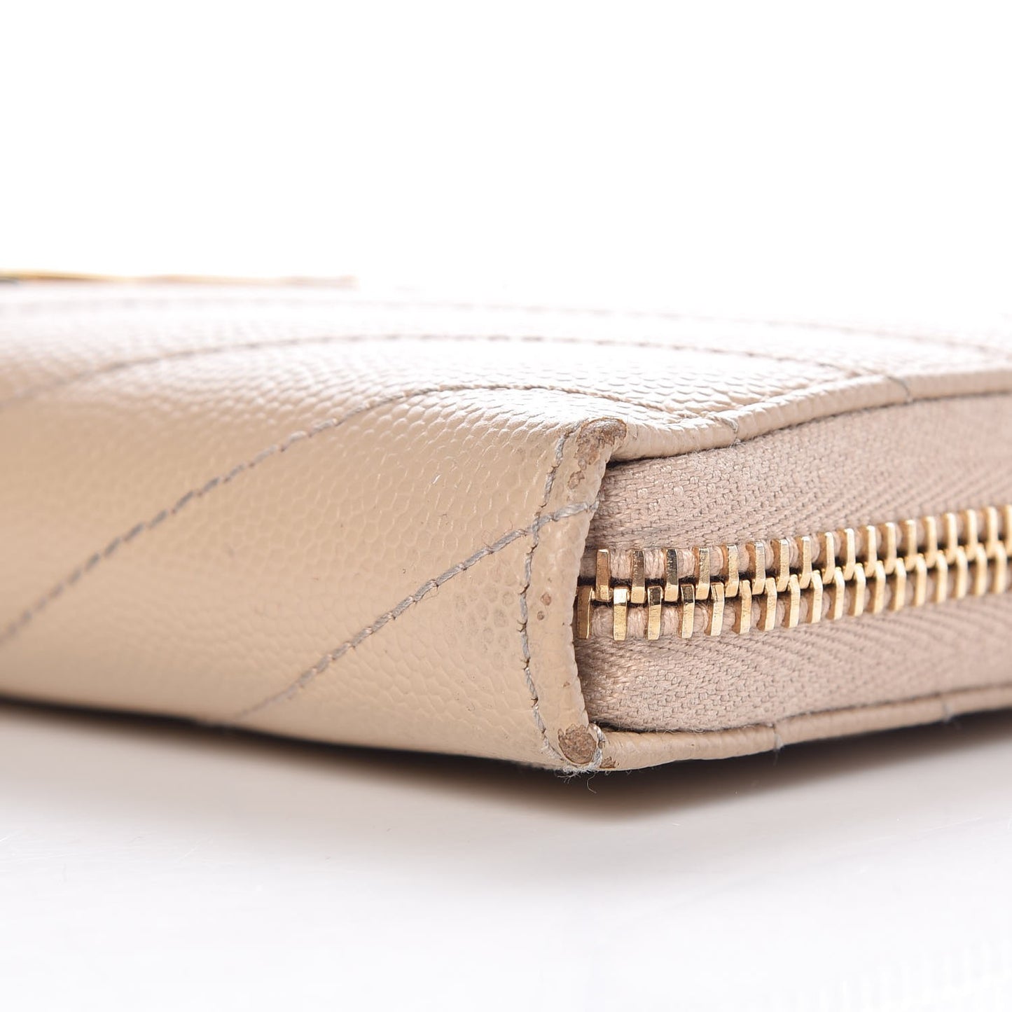Grain De Poudre Matelasse Chevron Monogram Zip Around Wallet Nude Powder