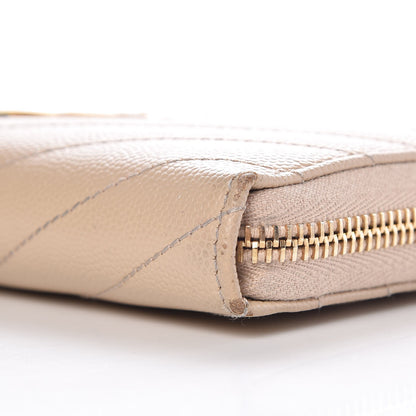 Saint Laurent Grain De Poudre Matelasse Chevron Monogram Zip Around Wallet Nude Powder 9 of 10
