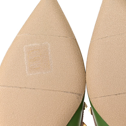 Valentino Garavani Calfskin Rockstud Cage Ballerina Flats 36.5 Deep Clover Poudre 9 of 12