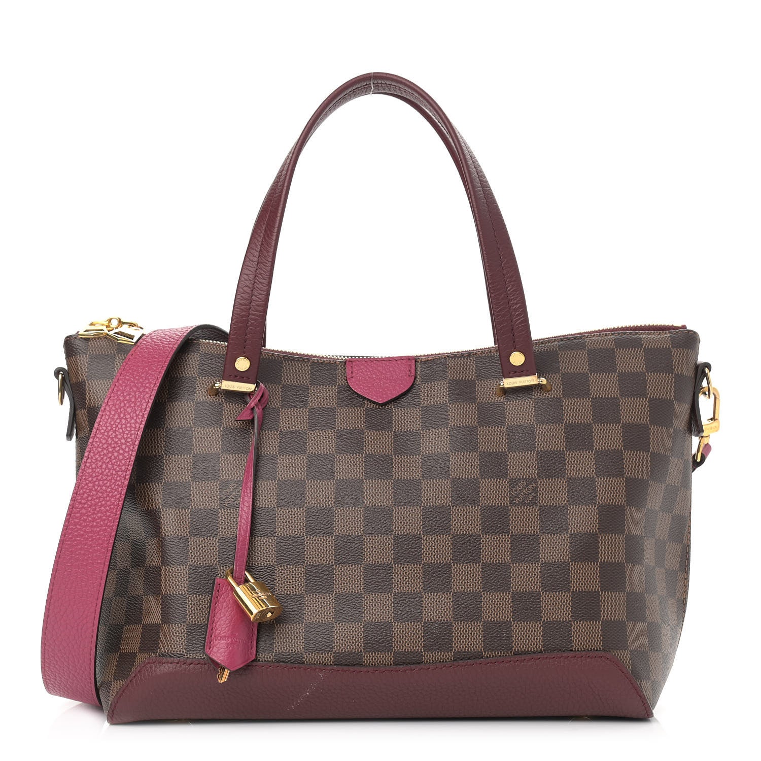 Louis Vuitton Damier Ebene Cuir Taurillon Hyde Park Fuchsia 1 of 16