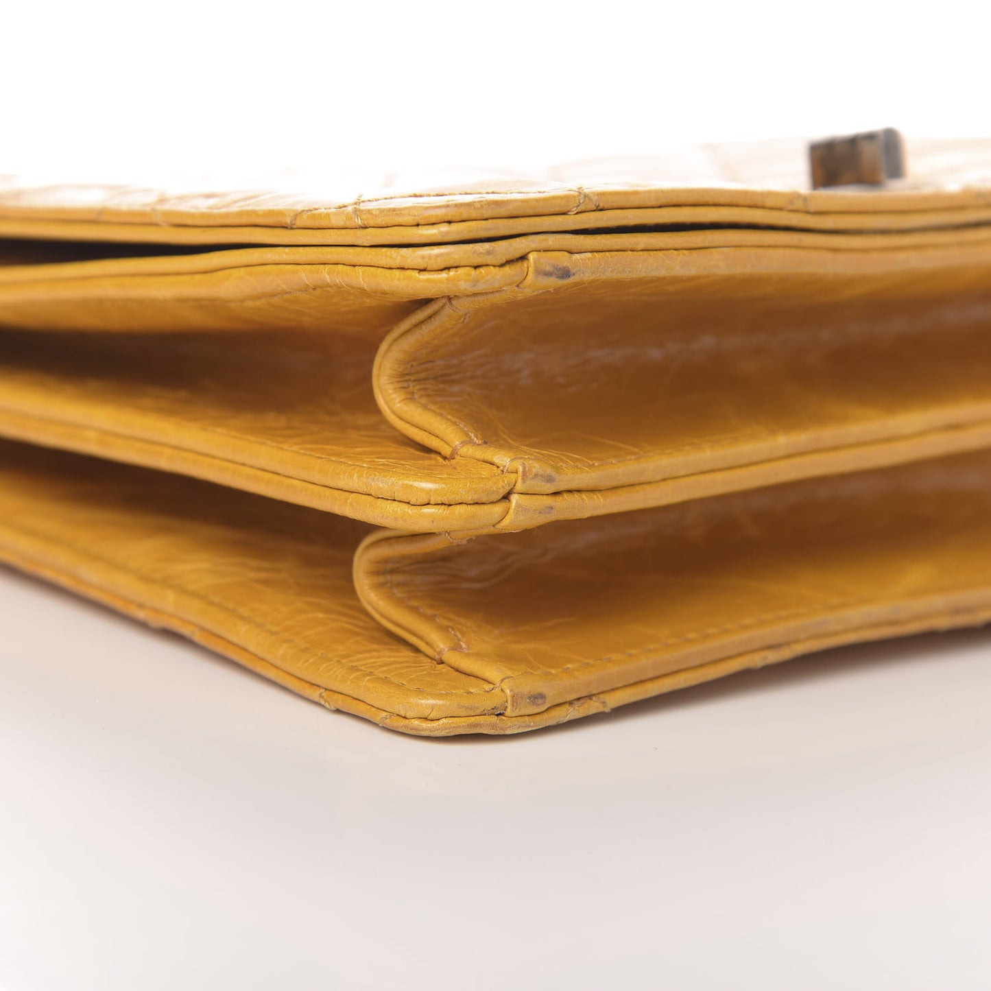 Glazed Calfskin Quilted Rita Top Handle Flap Yellow