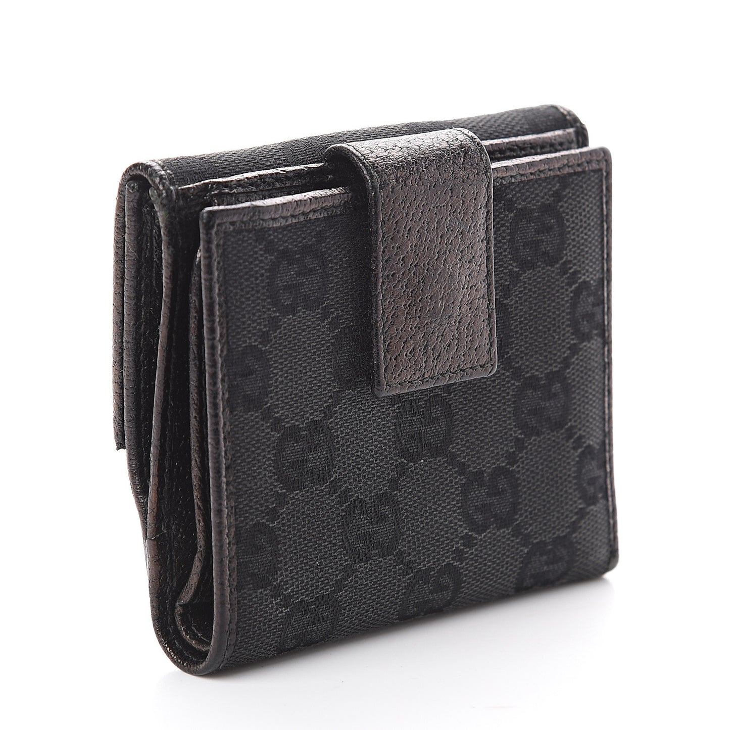Monogram Metal Bar French Flap Wallet Black