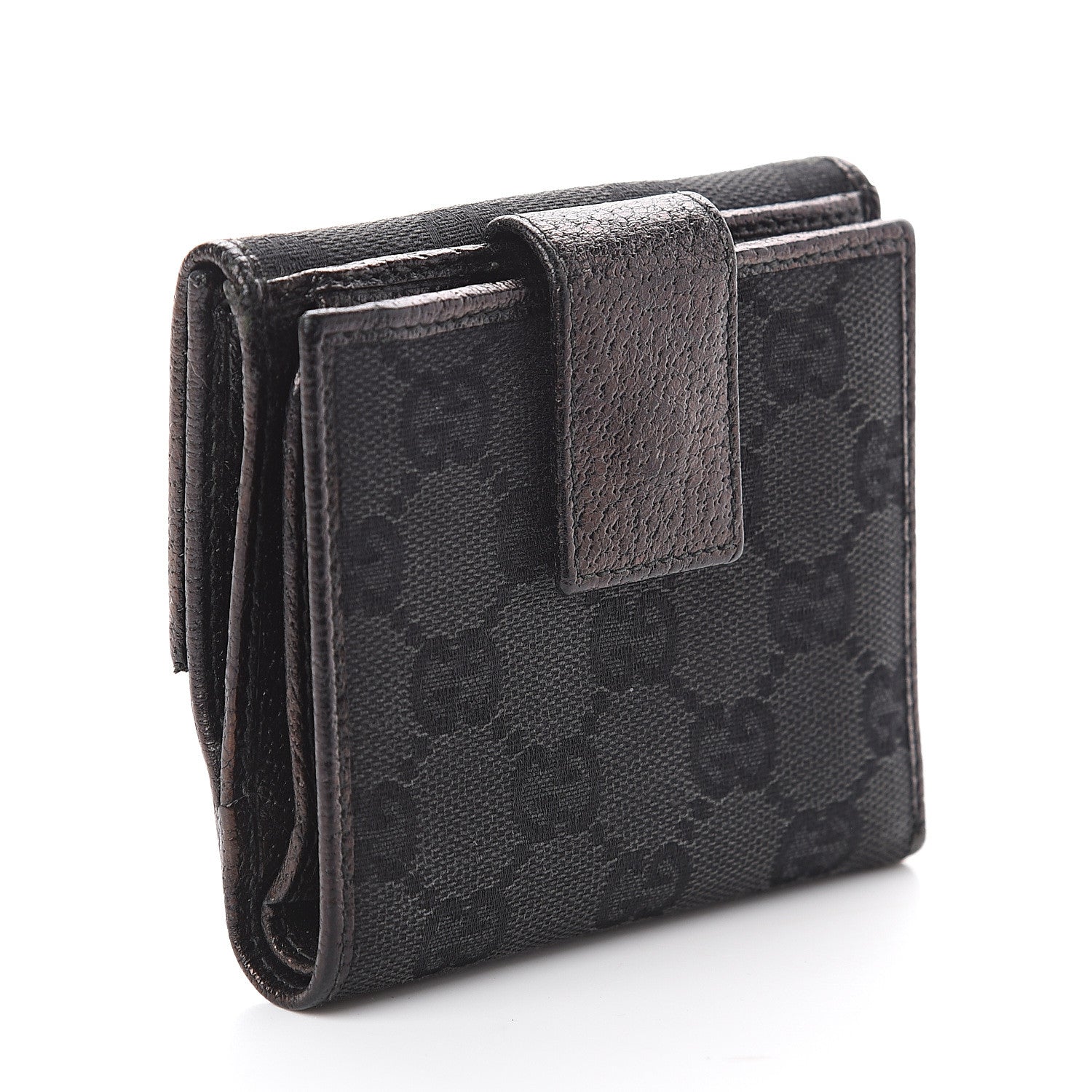 Gucci Monogram Metal Bar French Flap Wallet Black 2 of 5