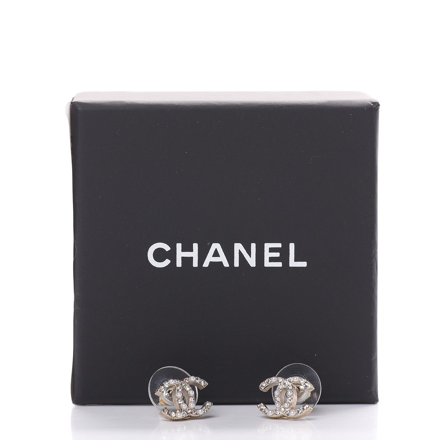 Pearl Crystal CC Earrings Gold