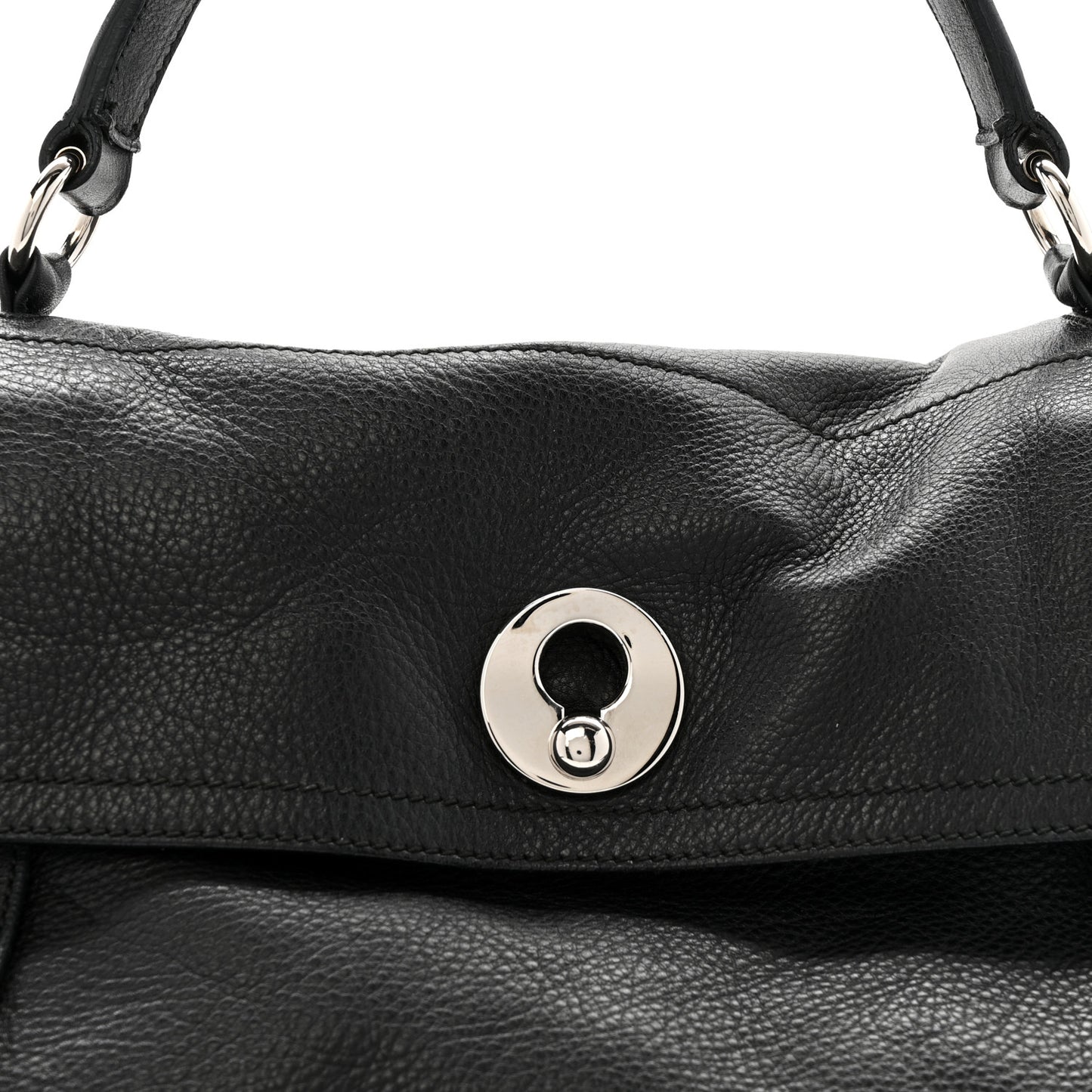 Calfskin Canvas Large Muse Two Black