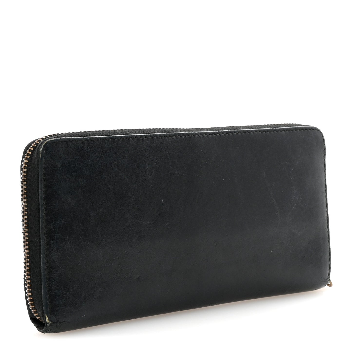 Agneau Classic Hardware Continental Zip Around Wallet Black