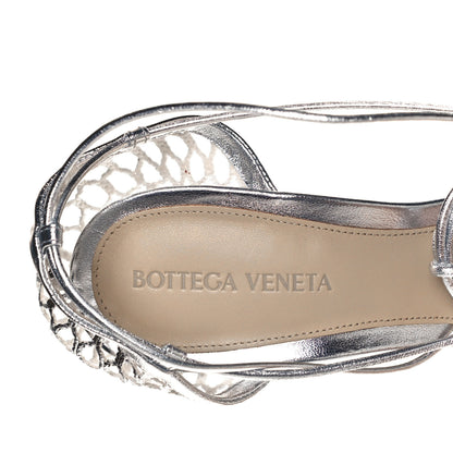 Bottega Veneta Mesh Metallic Nappa Stretch Ankle Tie Sandals 38 Silver 7 of 8