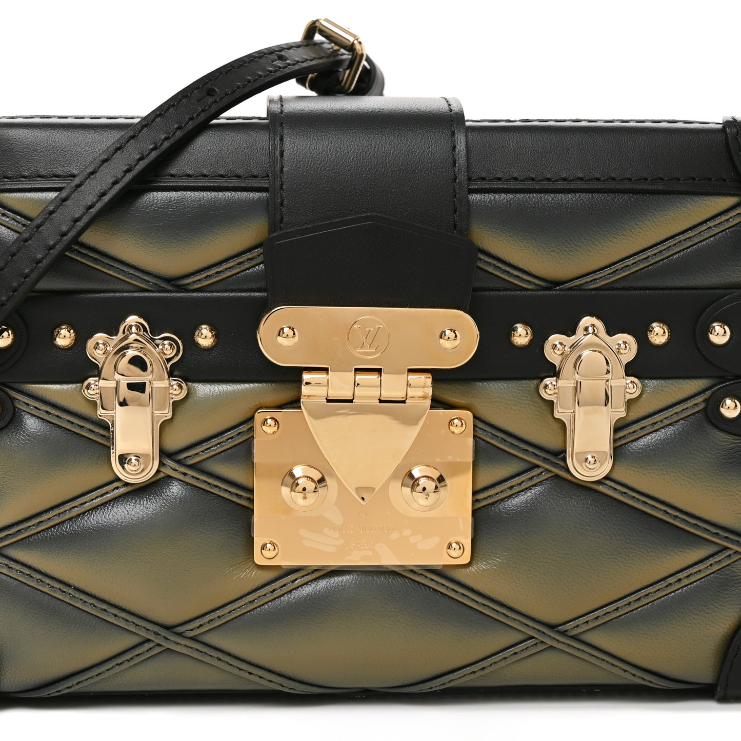 Lambskin Malletage Petite Malle Black Beige