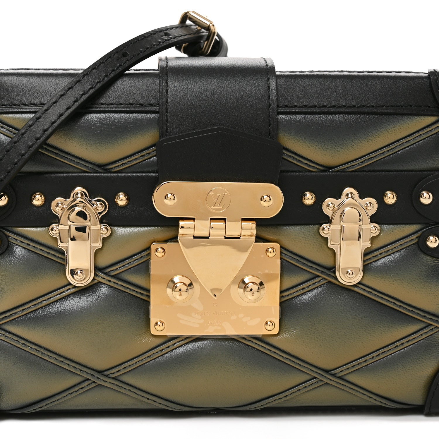 Louis Vuitton Lambskin Malletage Petite Malle Black Beige 6 of 8