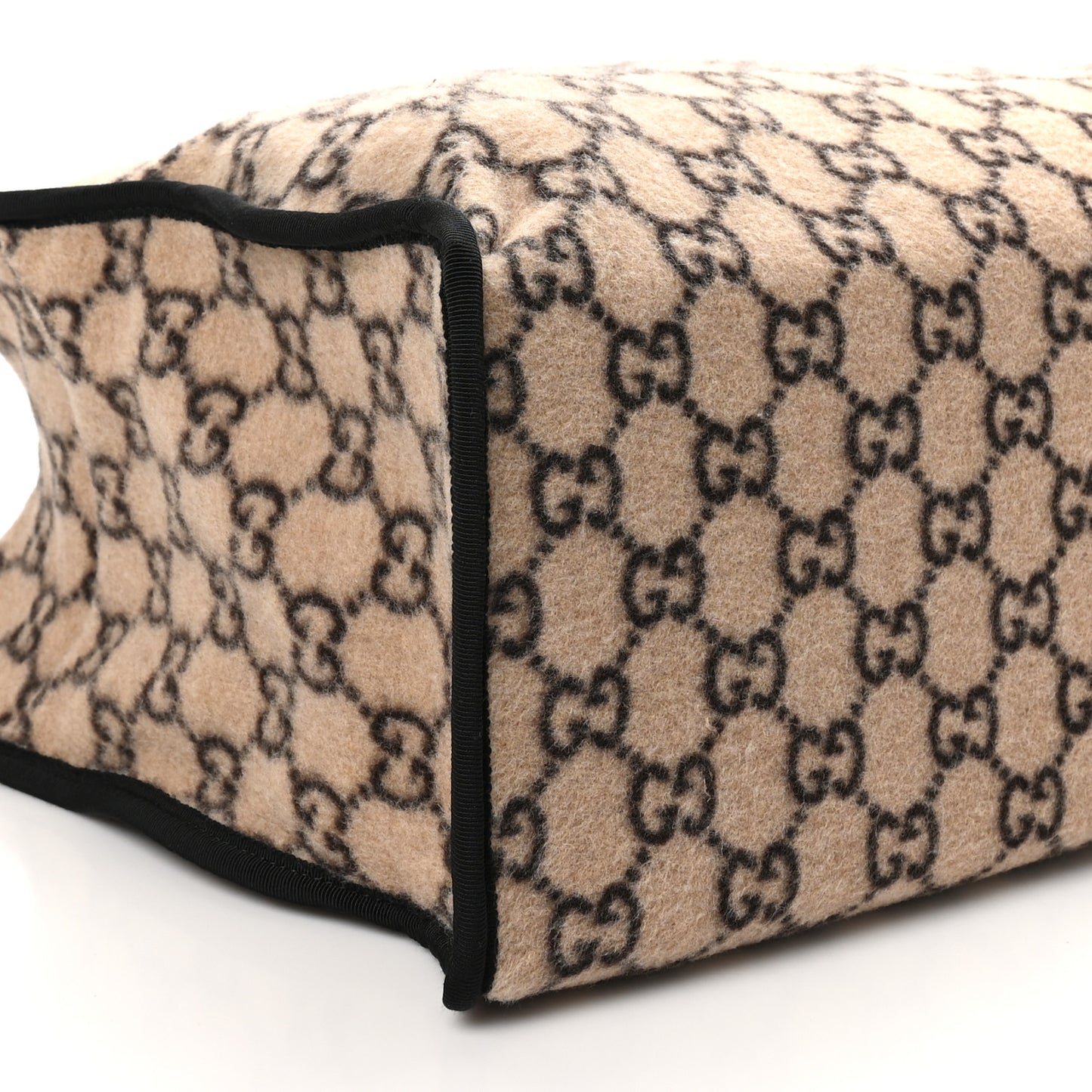 Covered Wool GG Monogram Large Tote Bag Beige Ebony