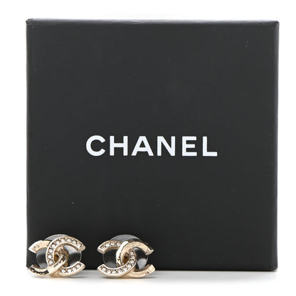 Chanel Textured Metal Crystal CC Earrings Gold 5 of 5