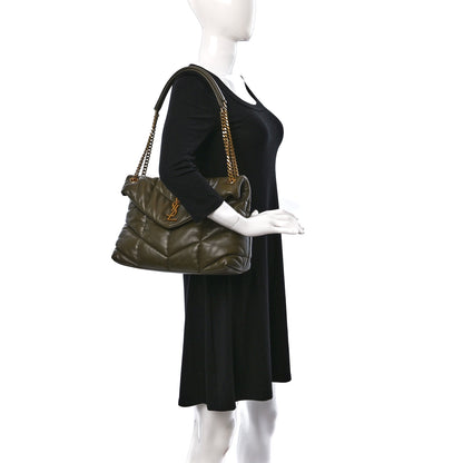 Saint Laurent Lambskin Quilted Medium Loulou Puffer Monogram Chain Satchel Seaweed 2 of 9