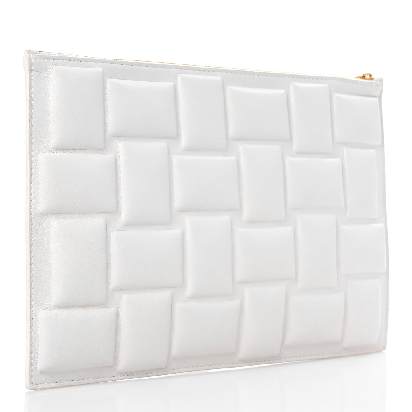 Nappa Padded Intrecciato Flat Pouch Chalk