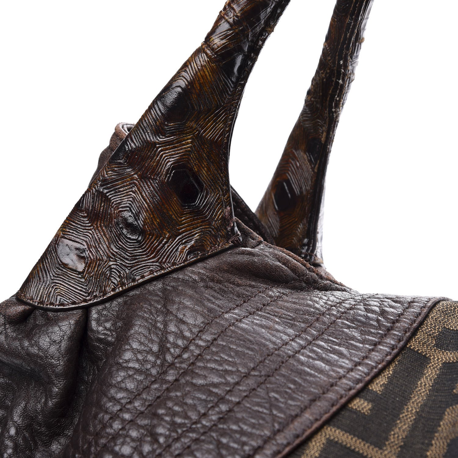 Fendi Zucca Nappa Nuvolata Vitello Tortuga Spy Tobacco Moro 10 of 12