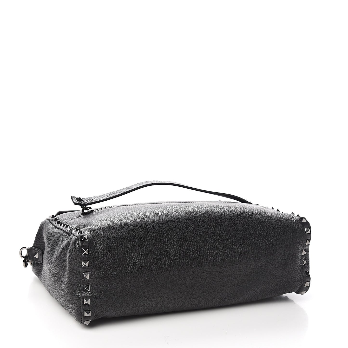 Pebbled Calfskin Rockstud Messenger Black