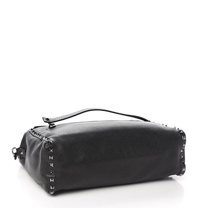 Valentino Garavani Pebbled Calfskin Rockstud Messenger Black 3 of 8
