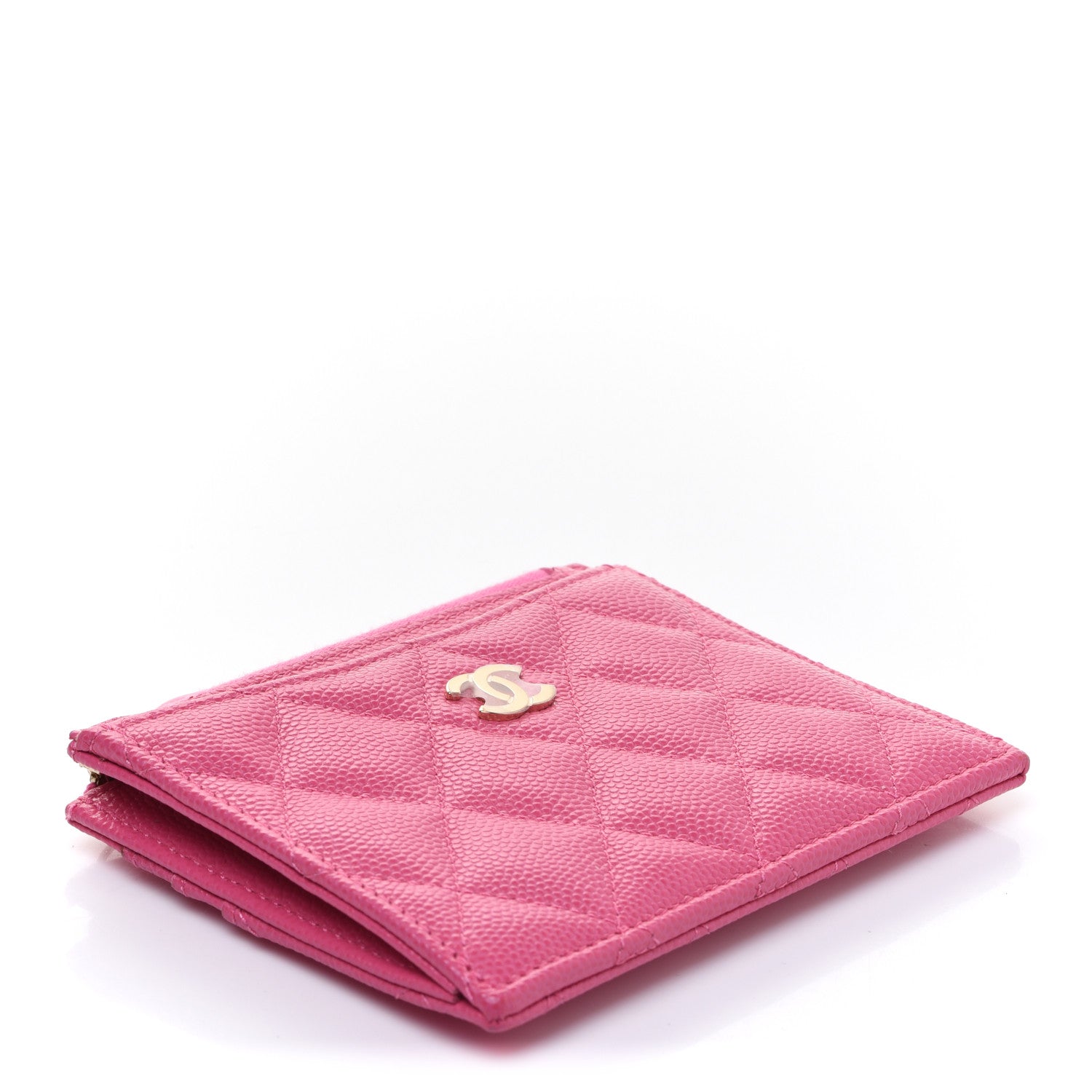 Chanel Caviar Quilted CC Zip Card Holder Pink 4 of 9