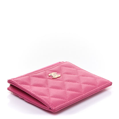 Chanel Caviar Quilted CC Zip Card Holder Pink 4 of 9