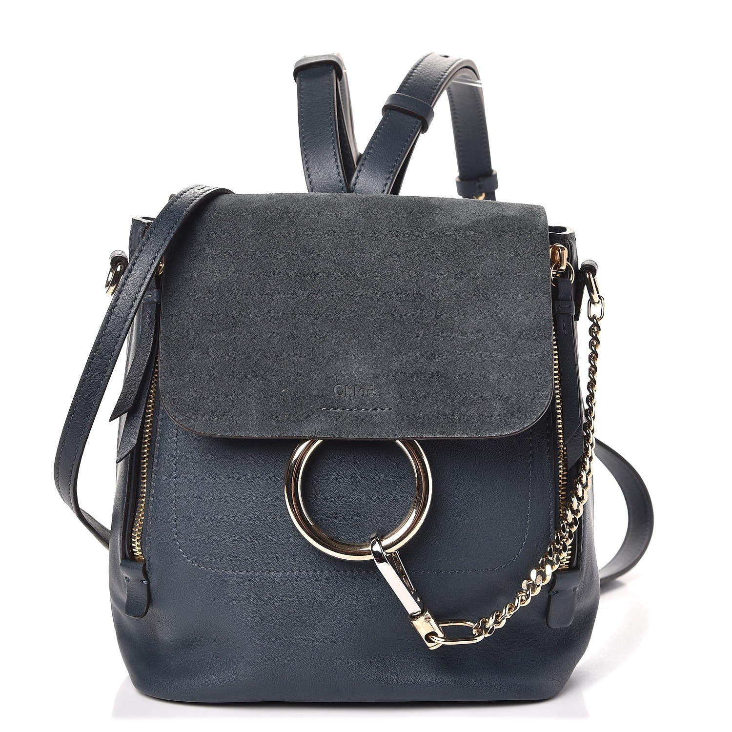Chloe Suede Calfskin Small Faye Backpack Silver Blue 1 of 7