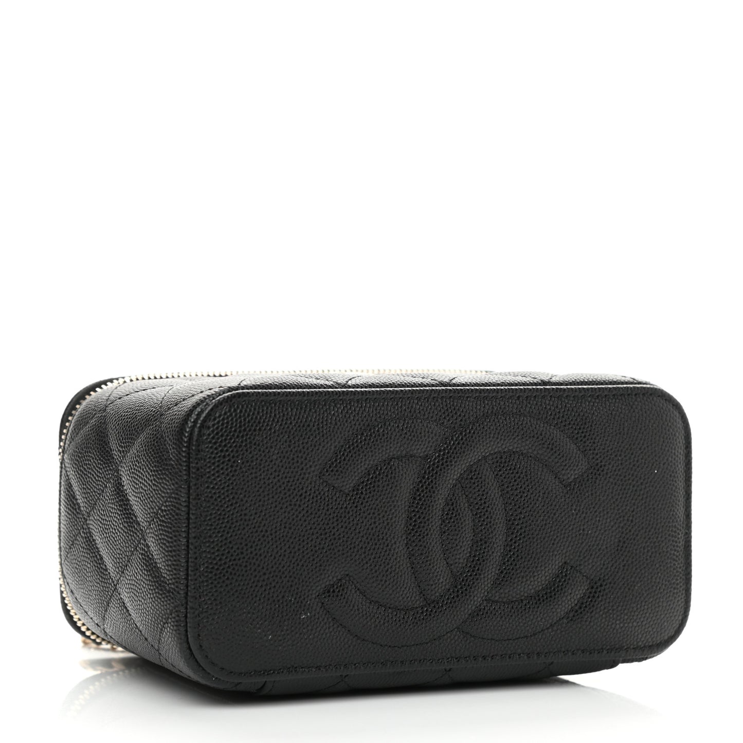 Caviar Quilted Small Vanity Case With Chain Black