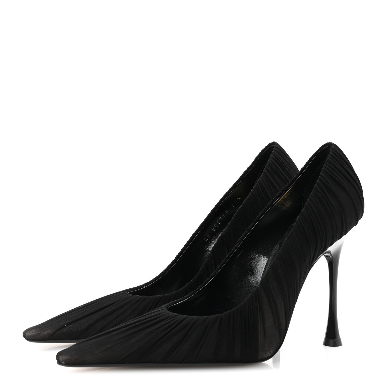 Saint Laurent Ruched Jersey Doville 110 Pump 38.5 Black Innocent Nude 4 of 10