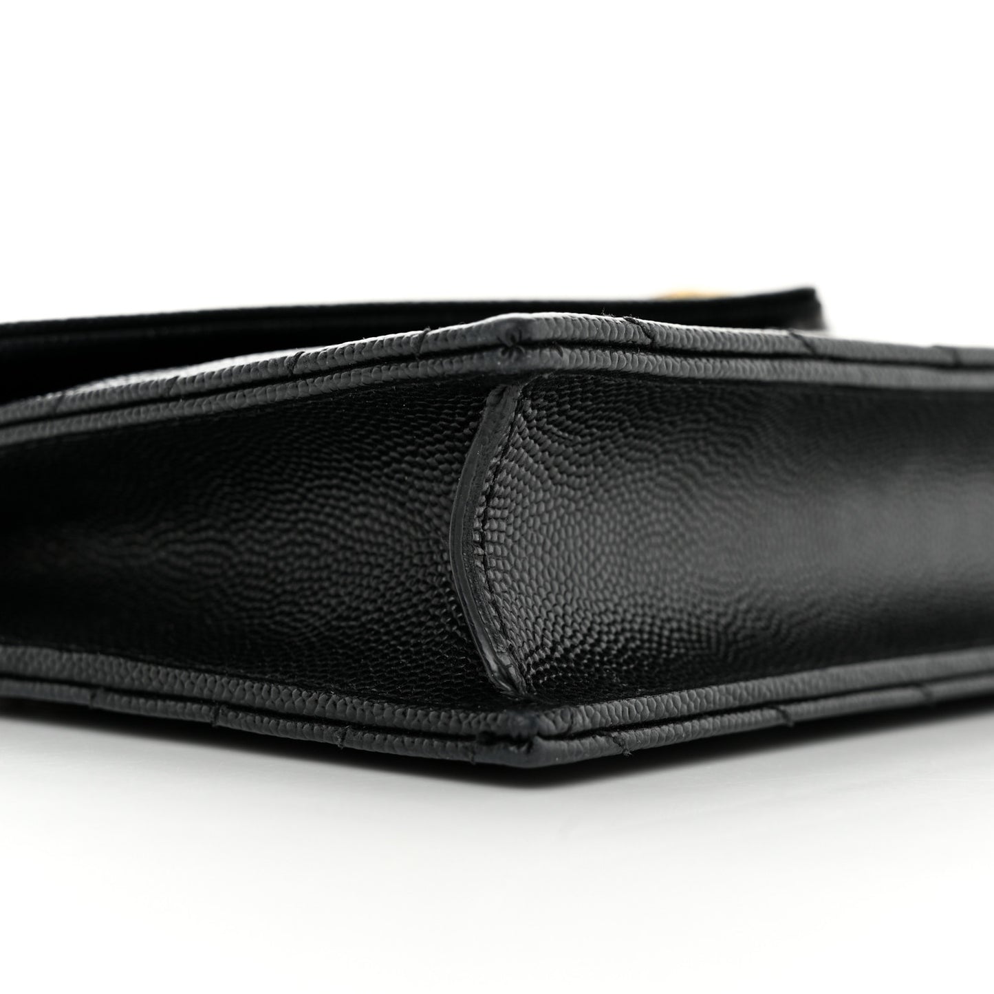 Grain De Poudre Matelasse Chevron Monogram Envelope Chain Wallet Black