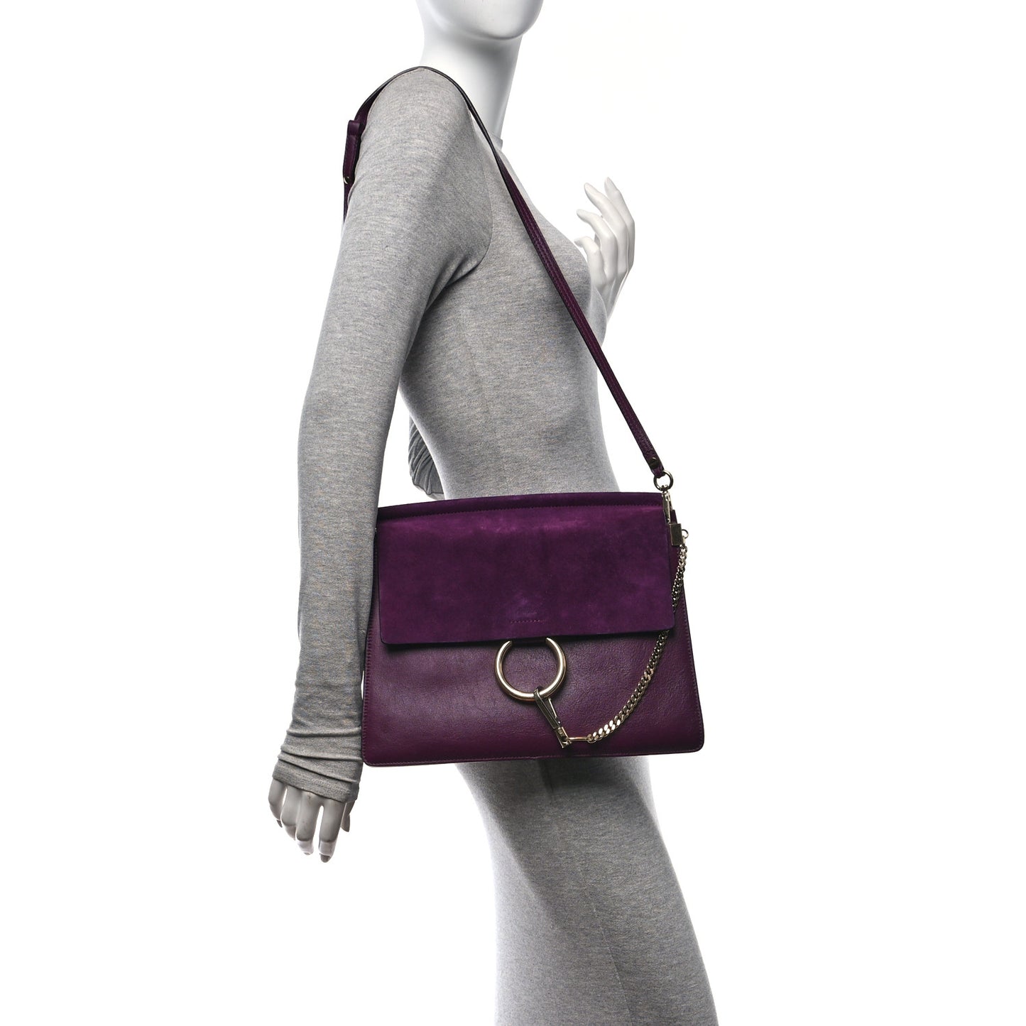 Calfskin Suede Medium Faye Shoulder Bag Intense Violine