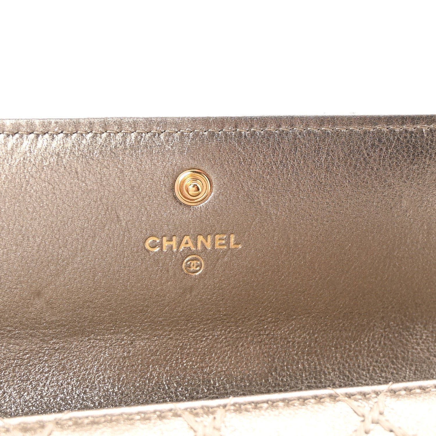 Chanel Metallic Lambskin Quilted Stitch Large Gusset Flap Wallet Gold 6 of 9