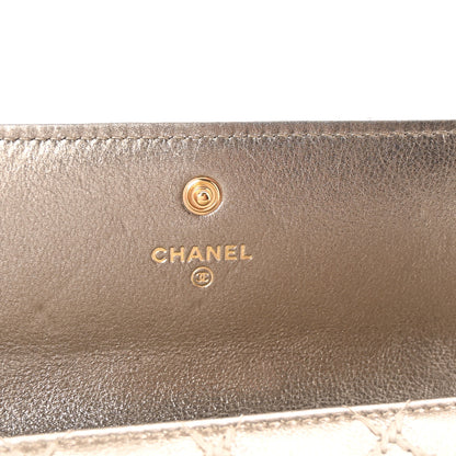 Chanel Metallic Lambskin Quilted Stitch Large Gusset Flap Wallet Gold 6 of 9