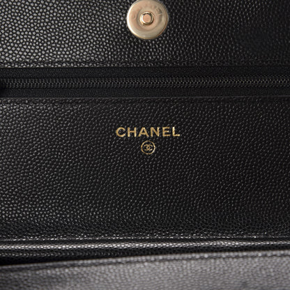 Chanel Caviar Quilted French New Wave Chain CC Wallet On Chain WOC Black 8 of 12