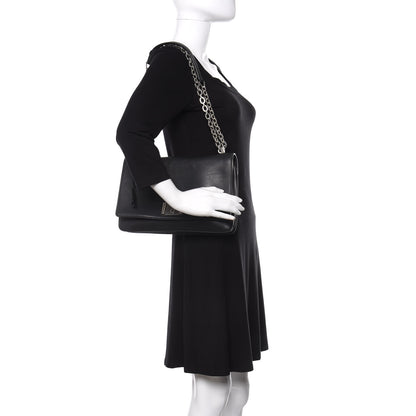 Prada Soft Calf Chain Shoulder Bag Black 2 of 23
