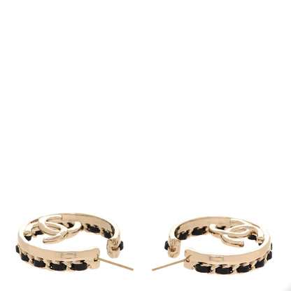 Chanel Lambskin CC Chain Hoop Earrings Black Gold 3 of 5