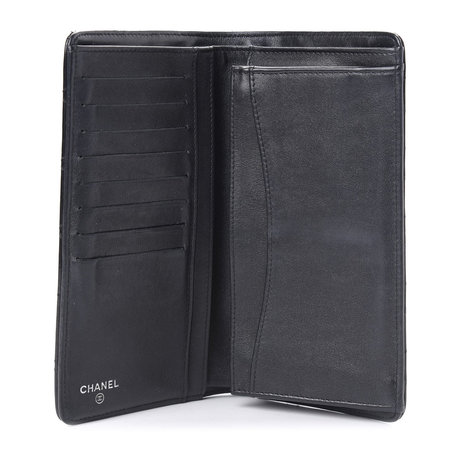 Patent Calfskin Quilted Yen Wallet Black