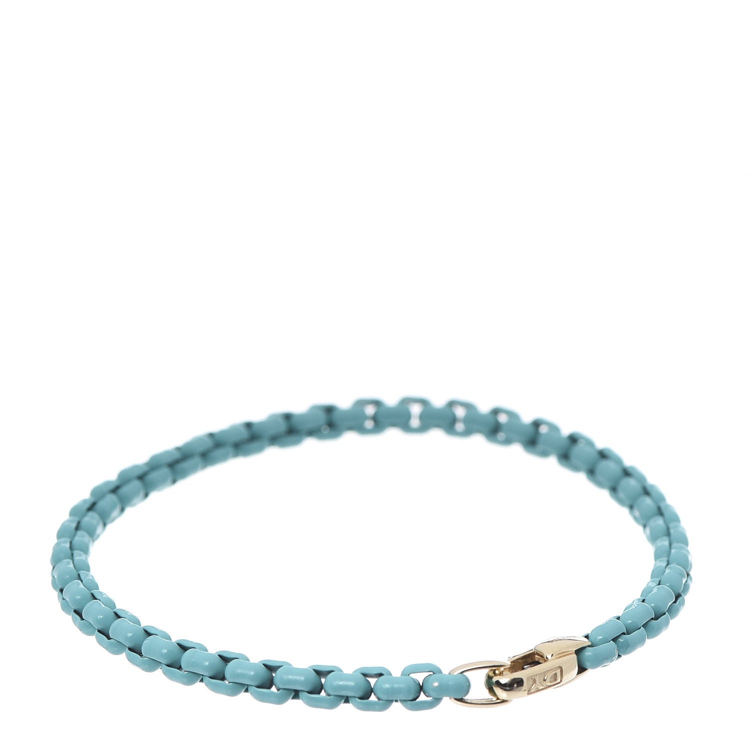 David Yurman Sterling Silver 14K Yellow Gold Acrylic Bel Aire 4mm Chain Bracelet Turquoise 3 of 5