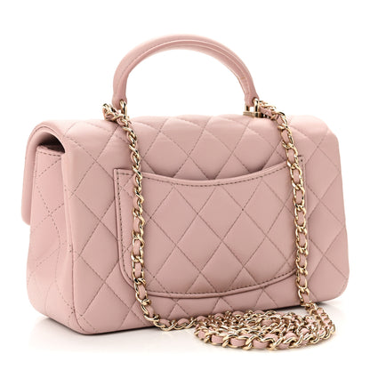 Chanel Lambskin Quilted Mini Top Handle Rectangular Flap Light Pink 3 of 11