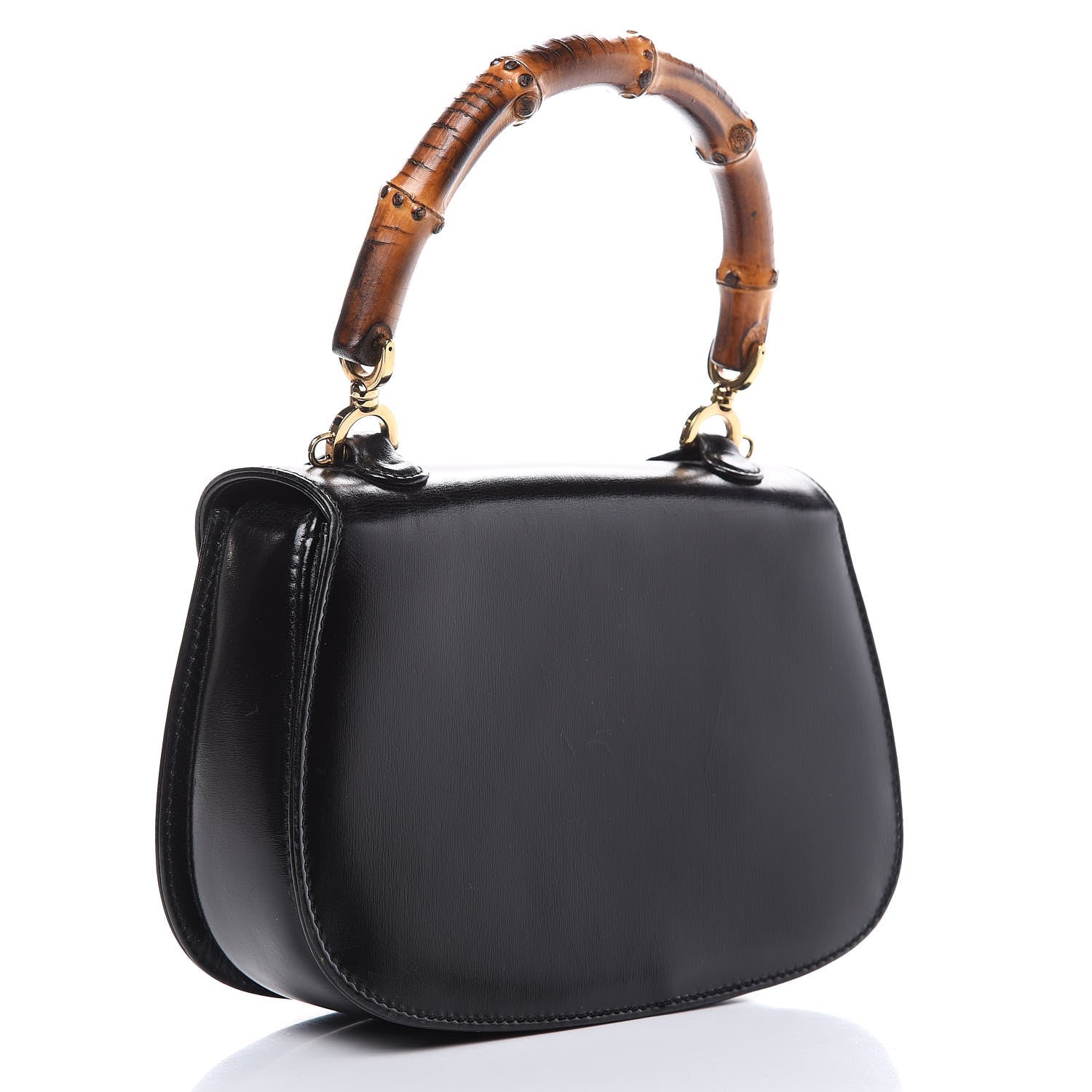 Gucci Calfskin Bamboo Top Handle Bag Black 4 of 17