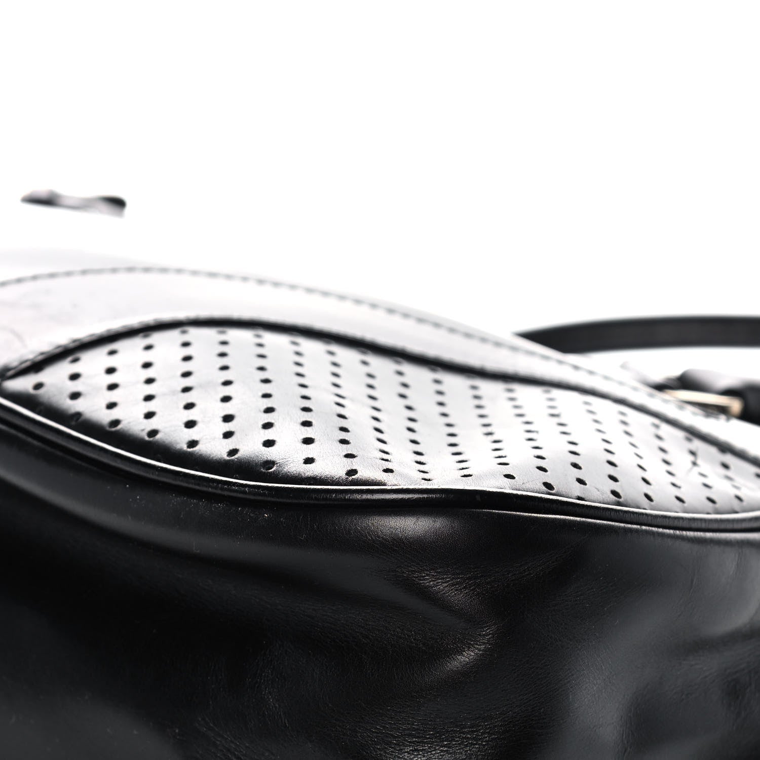 Prada Vitello Drive Perforated Bowling Bag Black 10 of 13
