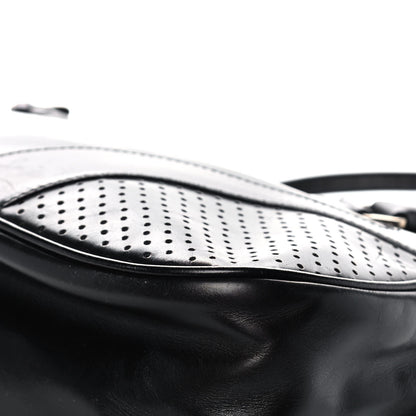 Prada Vitello Drive Perforated Bowling Bag Black 10 of 13