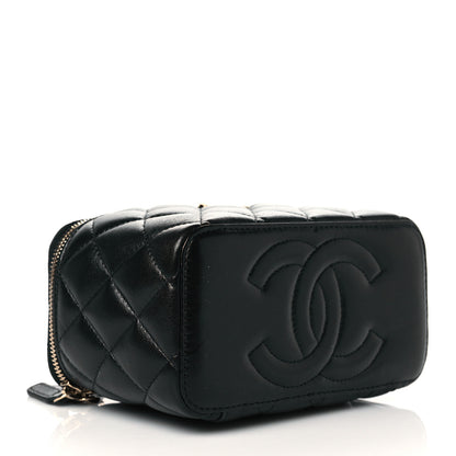 Chanel Lambskin Quilted Small Top Handle Vanity Case With Chain Black 4 of 10