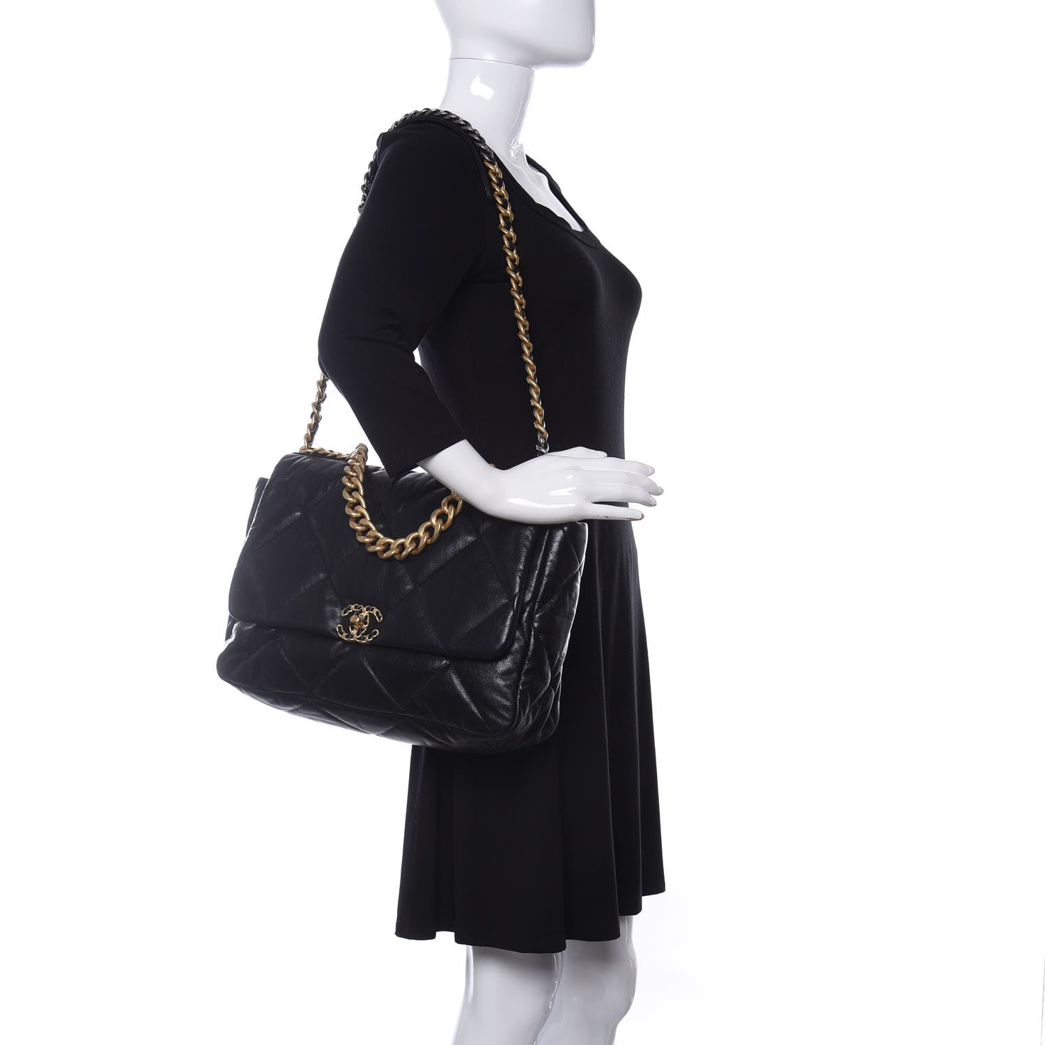 Chanel Goatskin Quilted Maxi Chanel 19 Flap Black 2 of 10