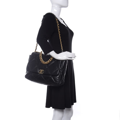 Chanel Goatskin Quilted Maxi Chanel 19 Flap Black 2 of 10