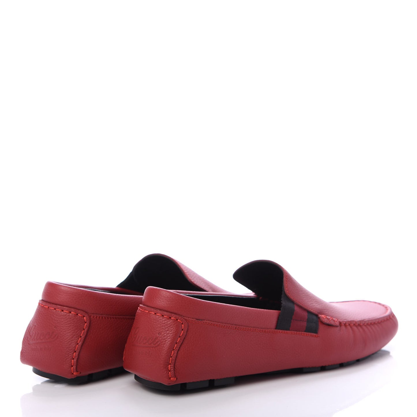 Calfskin Web Mens Driver Loafers 8.5 Red