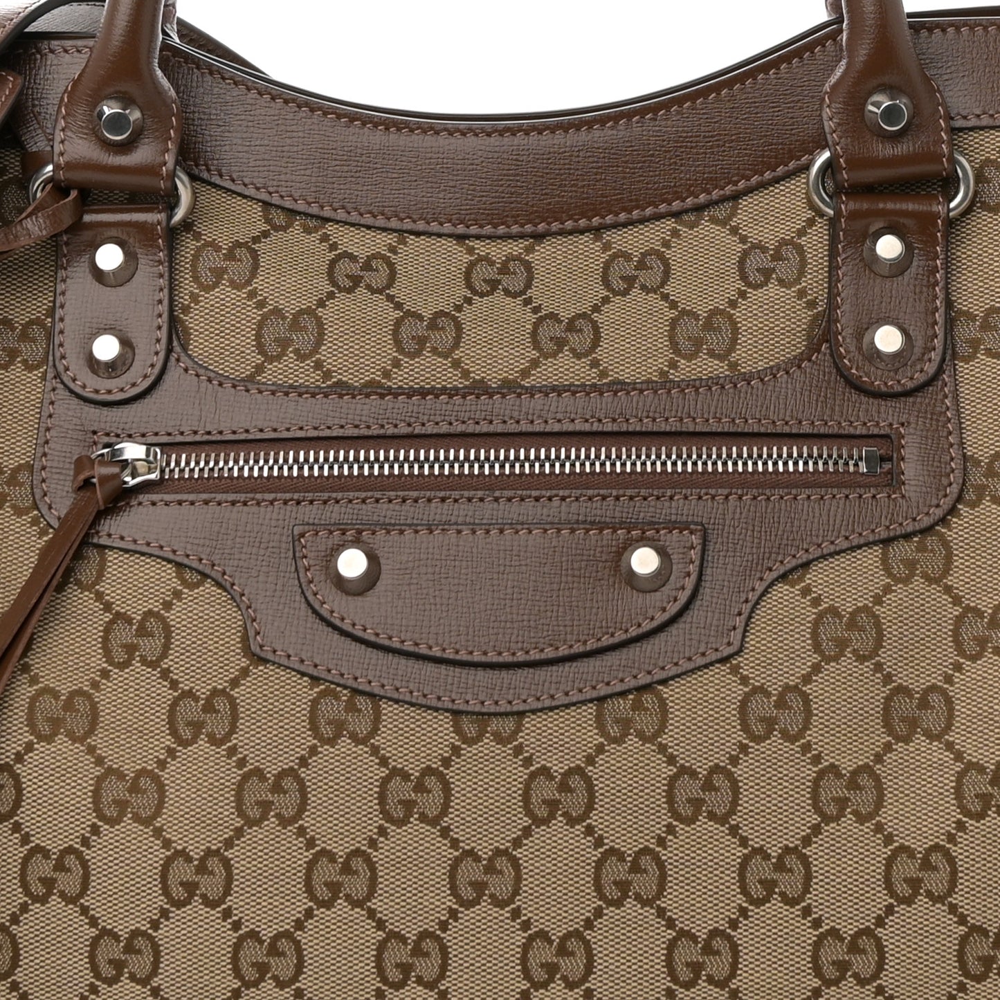 X GUCCI GG Monogram Azalea Calfskin Neo Classic Silver Hardware Medium City Beige Ebony Brown Sugar